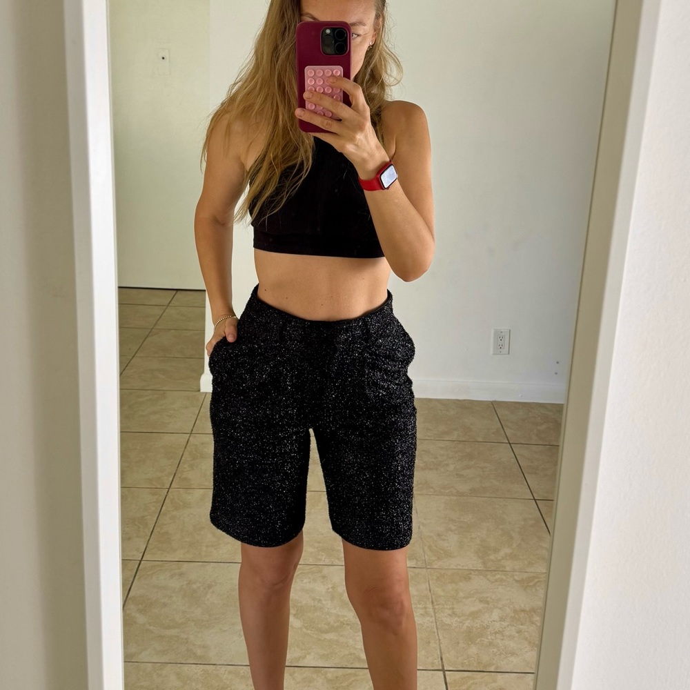 Express Black Sparkly Bermuda Shorts - Size 2